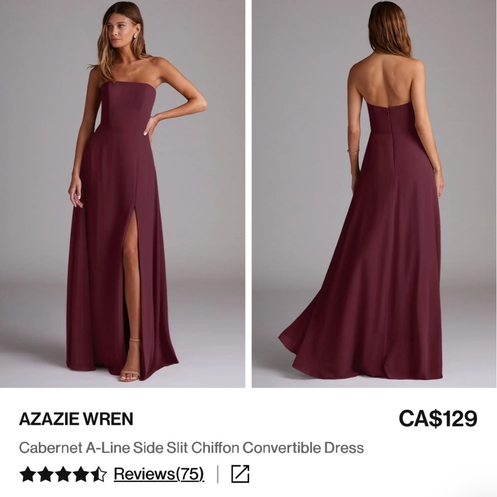 Azazie Wren Strapless Bridesmaid Dress - Cabernet